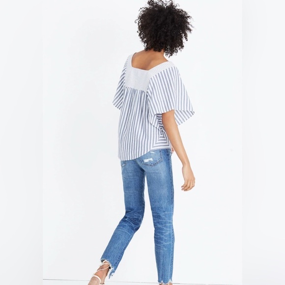 Madewell Women’s Square Neck Butterfly Top in Stripe Play Sz XS - Picture 2 of 10